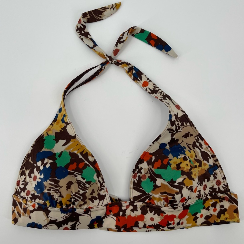 Victorias Secret Boho Halter Triangle Bikini Swim Top Floral size Medium